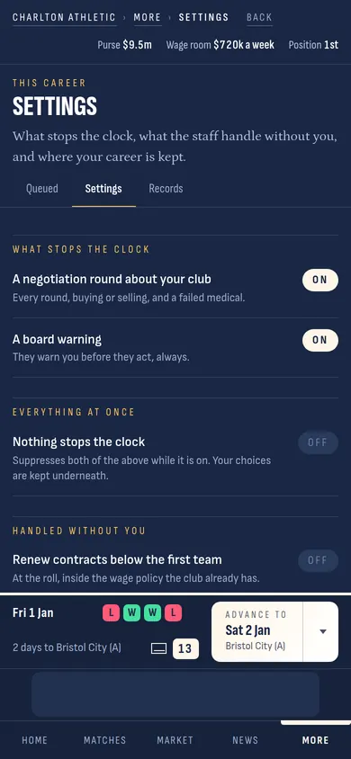 Settings, under More
