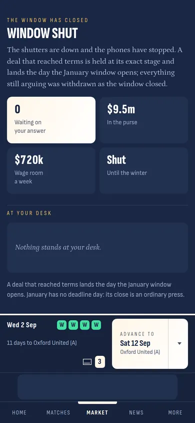 The window shuts